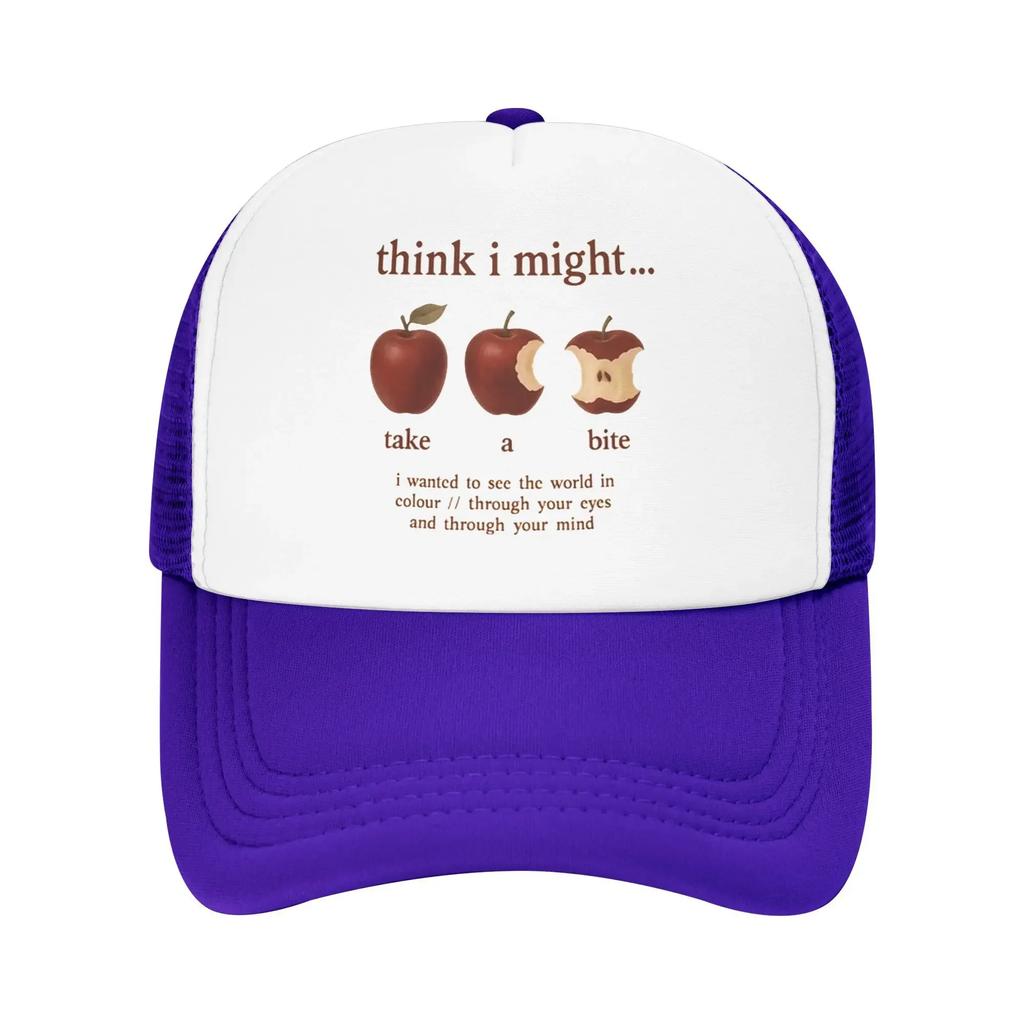 Take A Bite Poetic Apple Art Print Baseball Cap For Men Women Breathable Mesh Side Hats Caps Adjustable Fit For Casual Wear