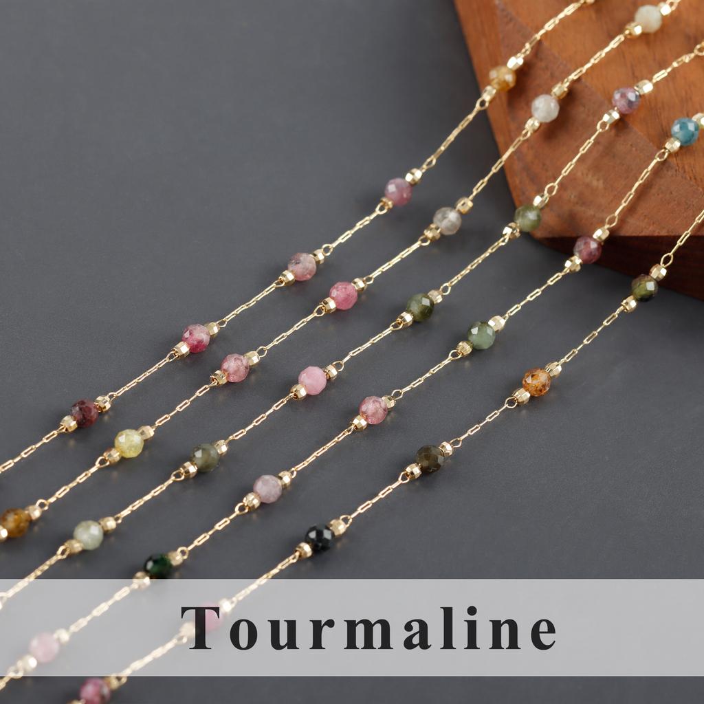 C220 18K Gold Plated High Quality Colorful Natural Stone Metal Chain Diy Necklace Bracelet for Women Jewelry Making 1m/lot