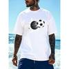 European Sizes Soccer Graphic T Shirt Dynamic Football Print Casual Short Sleeve Crewneck Tee Sport Inspired Design Fashionable Athletic Apparel