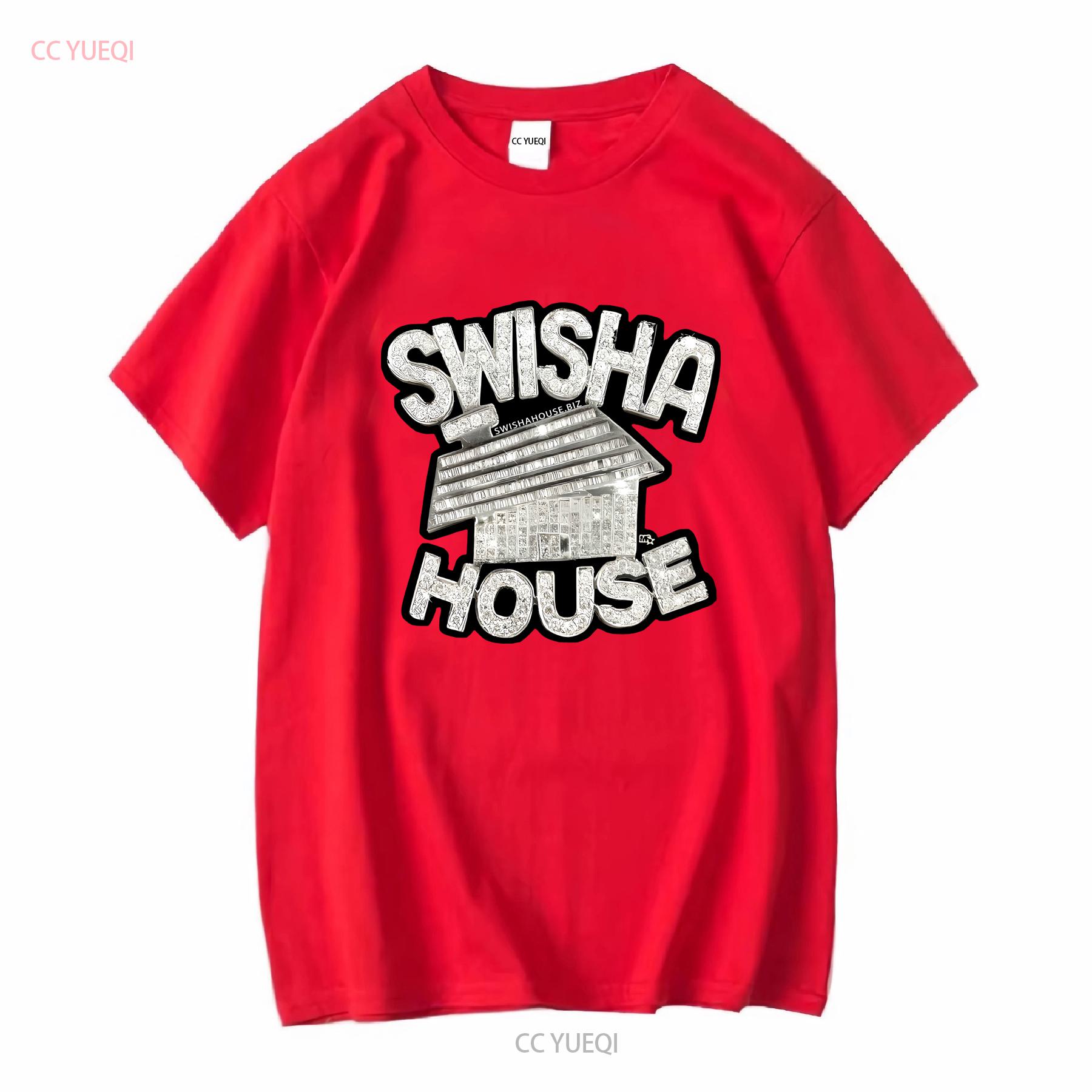 New item SWISHA HOUSE american funny logo T Shirt S 5XL vintage Washed streetwear homme fashion Breathable Soft Stretched S