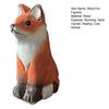 Wooden Fox Figurine Hand Carved Fox Sculpture Small Forest Animal Desktop Ornament for Home Office Table Shelf Decor