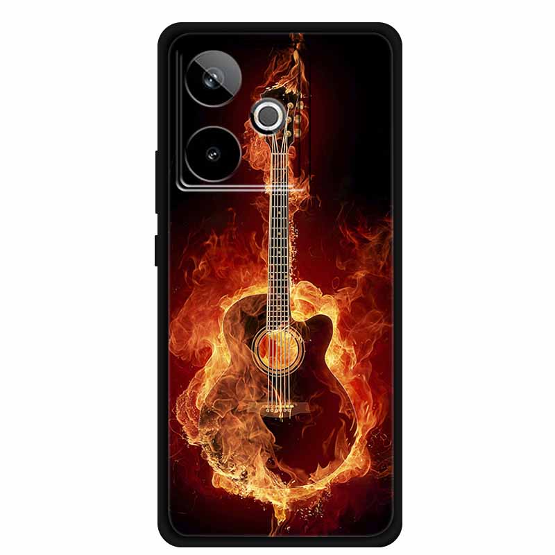 For Realme GT7 3D Relief Phone Case Emboss Flower Back Cover Black Silicone Shockproof Soft Protector 6.8" Realme GT 7T 7 T Capa