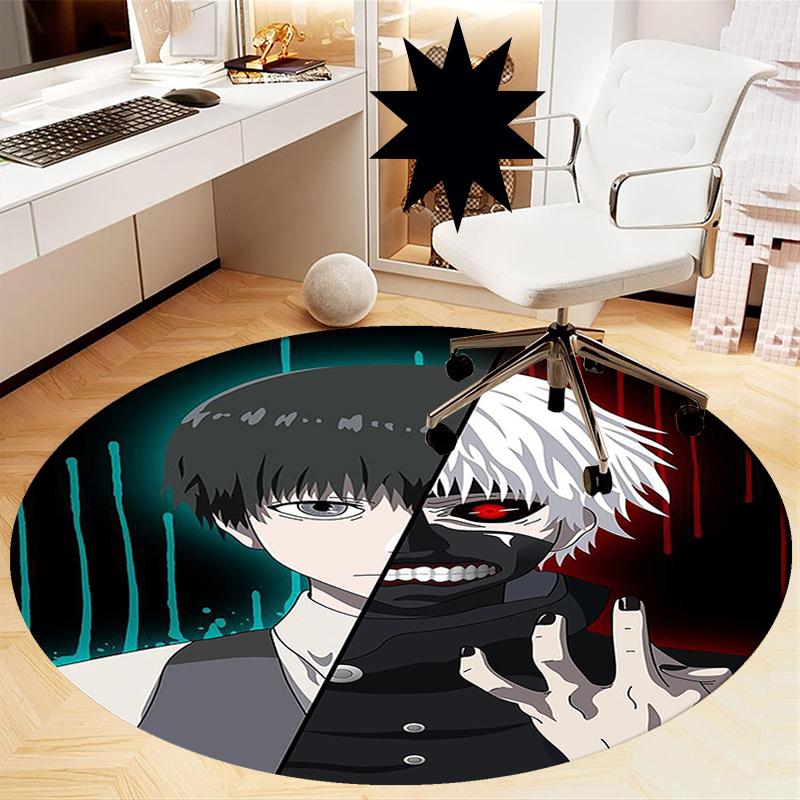 Tokyo Ghoul Printed Round Rug Carpet Chair Rug Area Rug Entryway Doormats,for Office Chair Living Room Bedroom Kitchen Room.