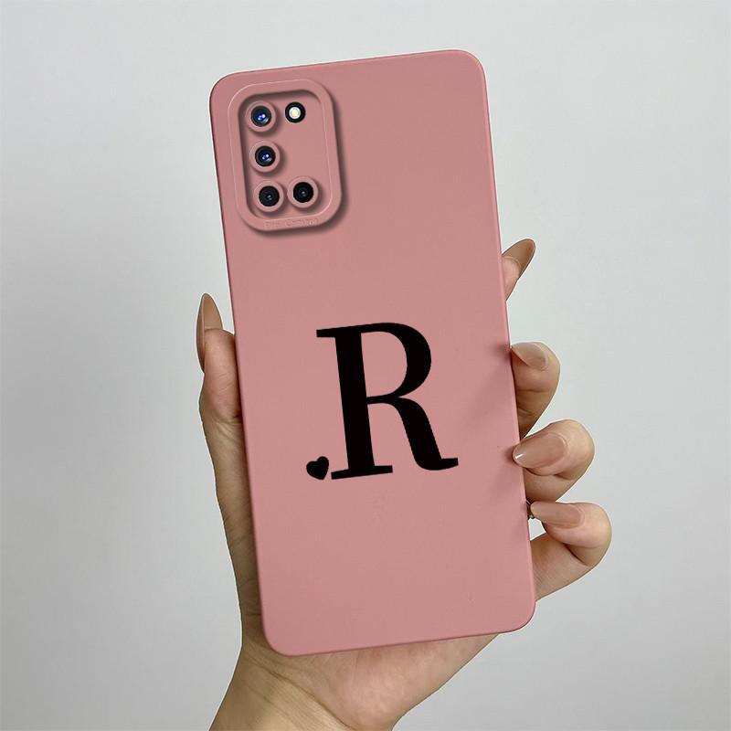 Für OPPO A52 A72 A92 Hülle CPH2061 CPH2067 CPH2059 CPH2069 Handyhülle Niedliche Initialien Quadratisch Stoßfest Silikon Rückseite