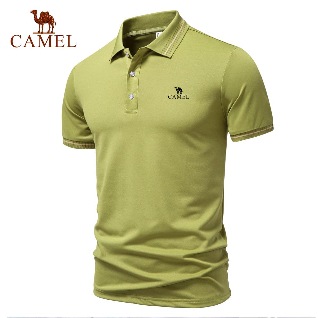 Camel 2025 Léto Nové Sport Neformální Golf Tričko s vyšívanou klopou Polokošile odvádějící vlhkost a odvod potu
