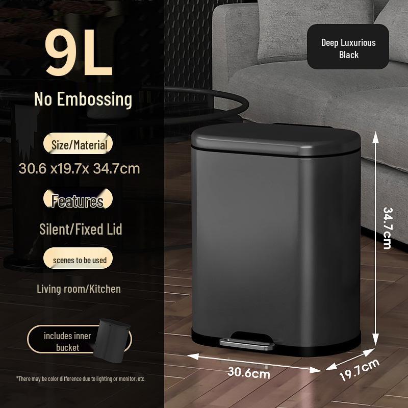 Stainless Steel Soft-Close Foot-Operated Trash Can for Kitchen, Living Room, and Bathroom