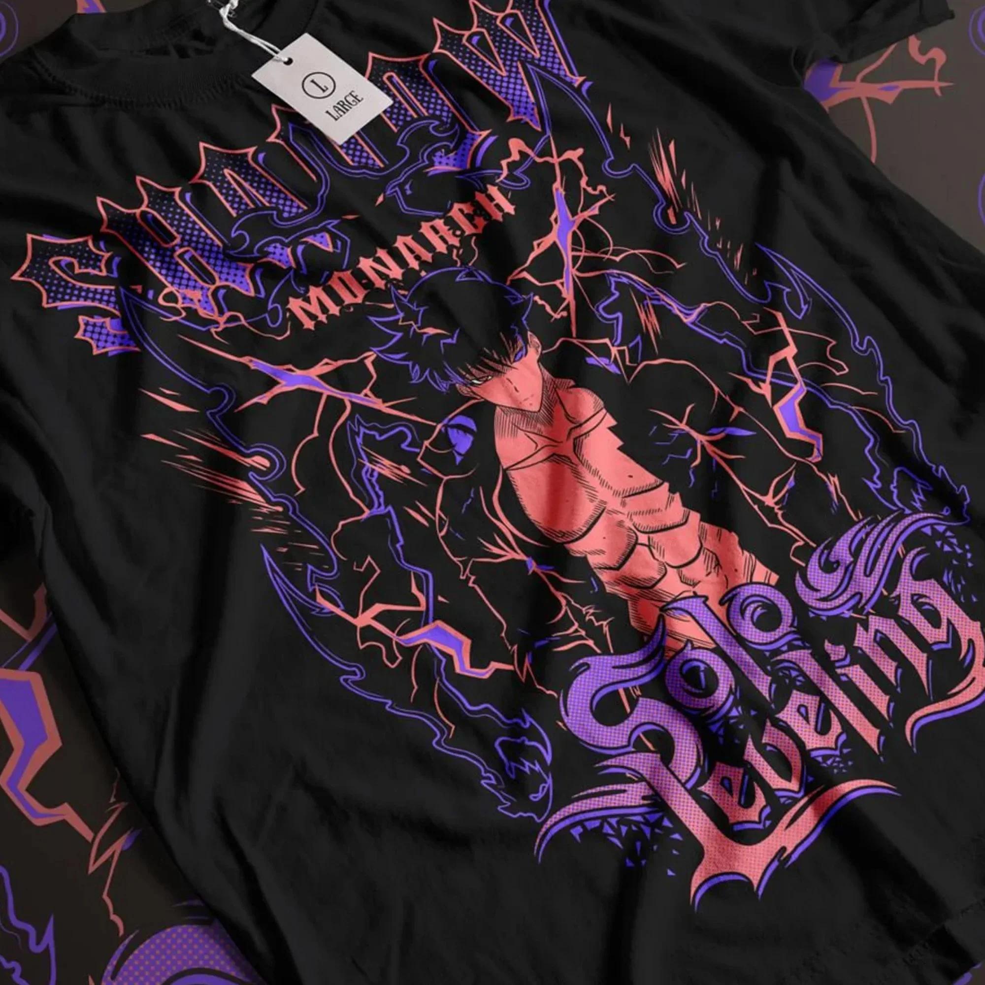 

Solo Leveling Arise Shadow Anime T-shirt Men s Women s Sung Jin-woo Short Sleeves Oversized Loose Cotton Men s Clothing Top Tees S