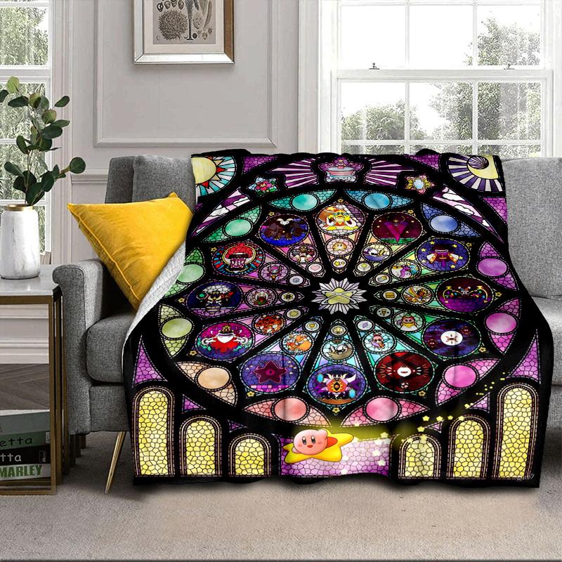 Stained Glass Pika Fantasy Blanket Flannel Blanket for bed, sofa, Camping, Hiking, Picnic Essentials, gift for family Fan gifts