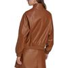 Adidas Originals Trefoil Faux Leather Zip-Up Jacket Women Outerwear Brown II6102