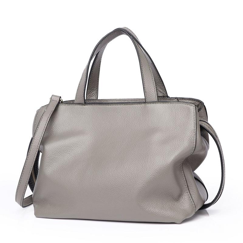 First Layer Cowhide Women's Handbag Simple and Fashionable Boston Genuine Leather One Shoulder Oblique Span Bag Pillow Bag Soft Leather