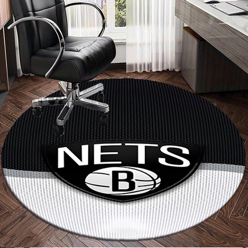 1PC Brook-lyn Nets Art Round Rug, Non-slip Chair Mat, Home Decor, Circle Carpet Perfect for Office, Bedroom, Living Room,Christmas gift