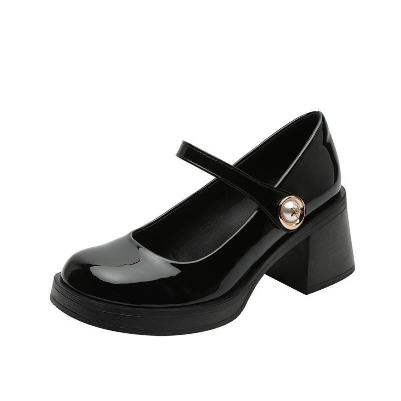 

Thick-soled Mary Jane women s leather new college style heightening small leather shoes shallow mouth uniform shoes thick heel single shoes 34