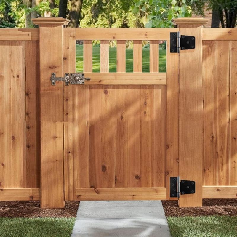 4Pcs Heavy Duty Black Iron Gate Hinges Replacement Barn Gate Hinge Hardware Folding Garden Gate Hinge Easy to Use