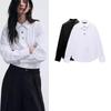 Fall and Winter New Women's Clothing French Style Design Lapel Long Sleeves Gold Decorated Row Button Poplin Shirt 9699255