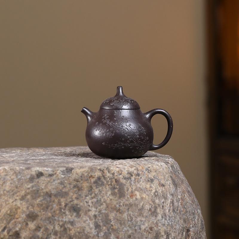 

150ml Yixing Purple Clay Teapots Artists Handmade Aubergine Pot Raw Ore Black Gold Mud Tea Maker Kettle Zisha Tea Set Tea Items