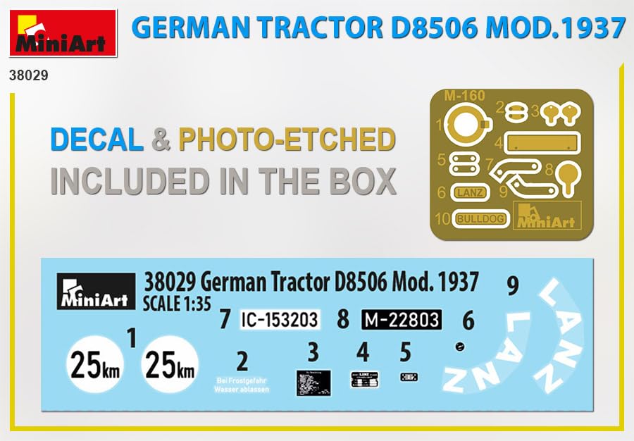Miniart Scale German Tractor D8506 1937 Plastic Model MA38029 1/35