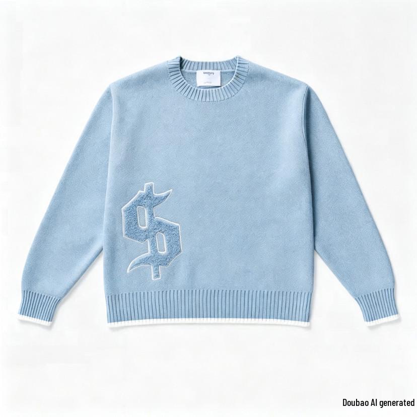 Unisex Europäischer Stickerei Lockerer Strickpullover – High Street Jacquard-Design, Rundhalsausschnitt, Herbst/Winter Kollektion