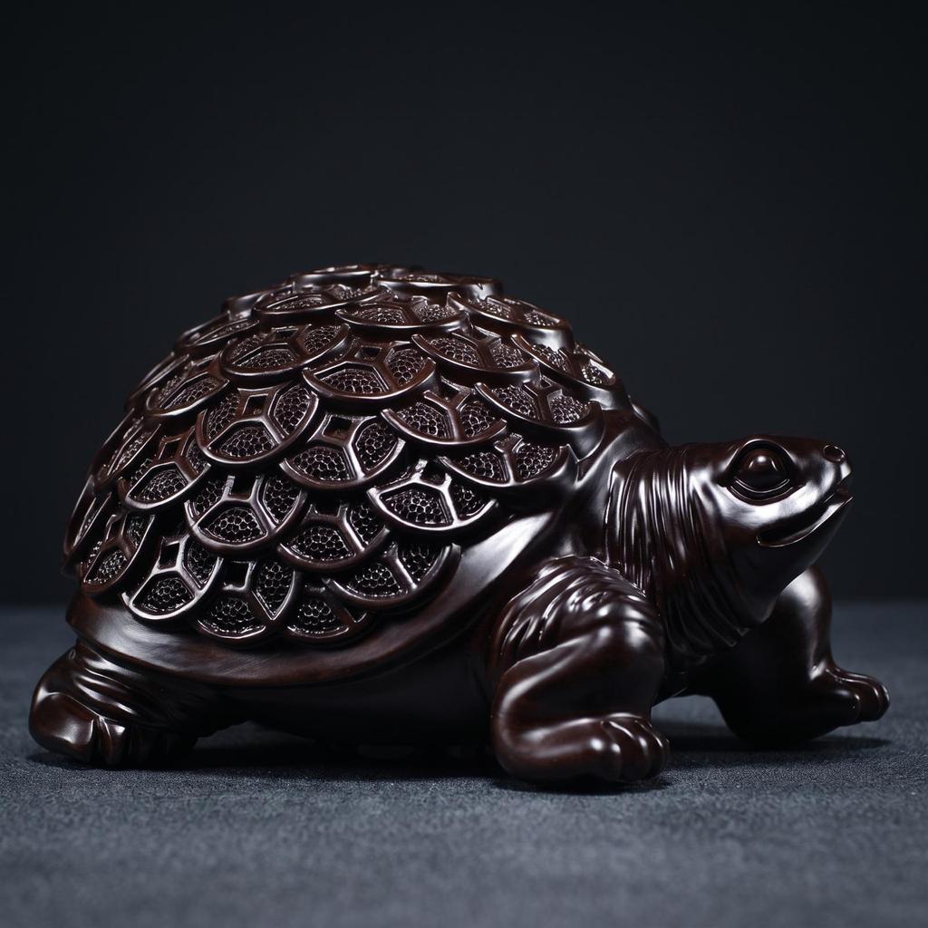 Feng Shui Prosperity Turtle Ornament Tabletop Carved Statue Wealth Decor