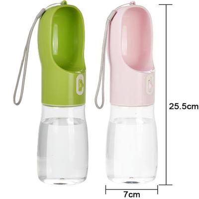 Garrafa de Água Portátil para Cão 400ML Material PET Tigela para Beber Viagem Recipiente de Água para Cachorro Alimentação Externa com Tira