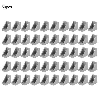 50 Stück Aluminium-Eckwinkel, 2 Löcher, rechtwinklig, L-Typ für 2028 Aluminiumprofil