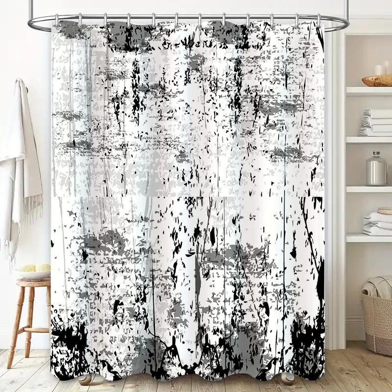 Black White Bathroom Shower Curtain Waterproof Fabric Decorative Bathtub Liner Modern Home Bath Accessories