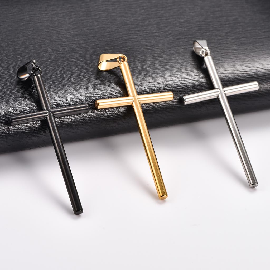 Classic Stainless Steel Round Cross Pendant Necklace for Women Men Religious Christian Faith Prayer Charms Chain Metal Jewelry