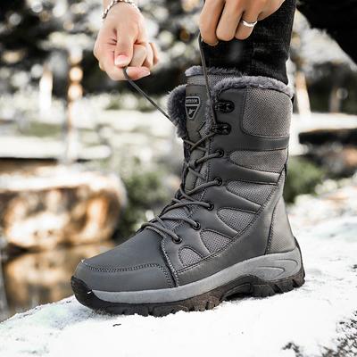 Mode Neue Stiefeletten Herren Schneestiefel Winter Warm Schnürschuhe Herren Freizeitschuhe Wolle Plüsch Winterstiefel Outdoor Arbeitsstiefel Zapatos Hombre