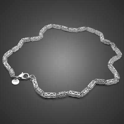 Men 100% 925 Sterling Silver Jewelry Fashion Solid Silver Hollow Out Pattern Tubular Necklace 5mm 22 Inch Chain Woman