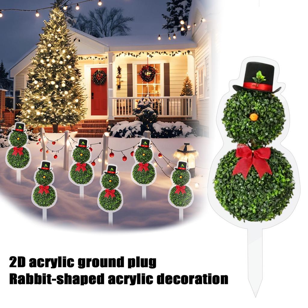 Snowman Shape Acrylic Ground Plug, Suitable For Christmas Porch Decoration Outdoor And Indoor