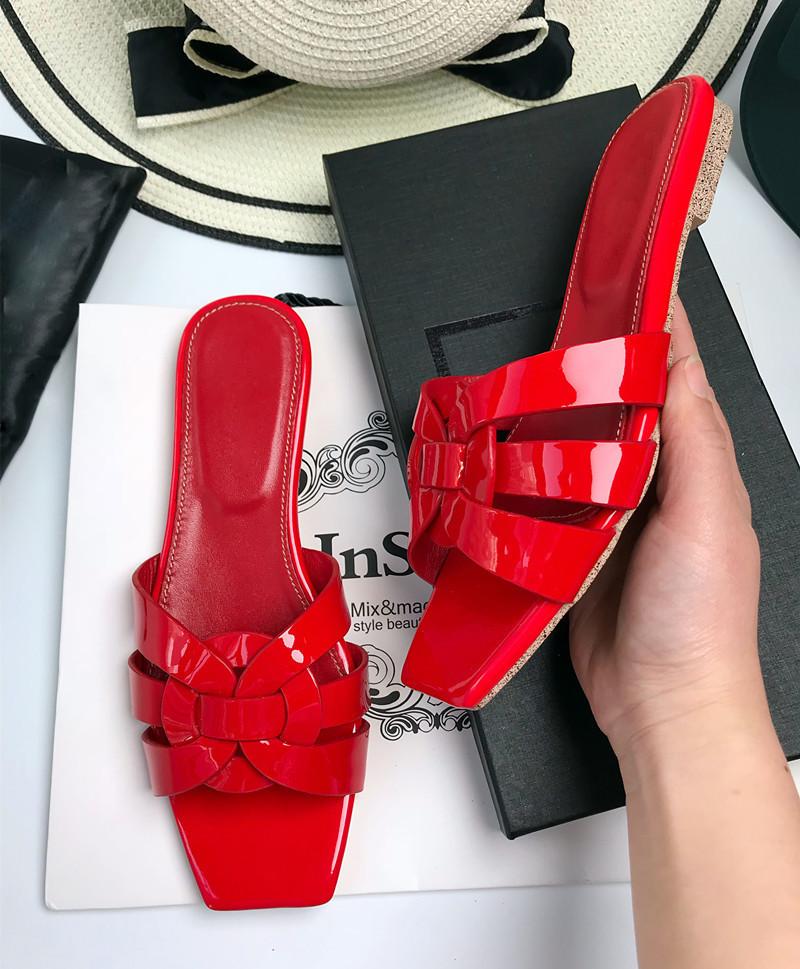 European and American genuine leather women's flat slippers, flat-heeled women's shoes, flip-flops, large-sized sandals