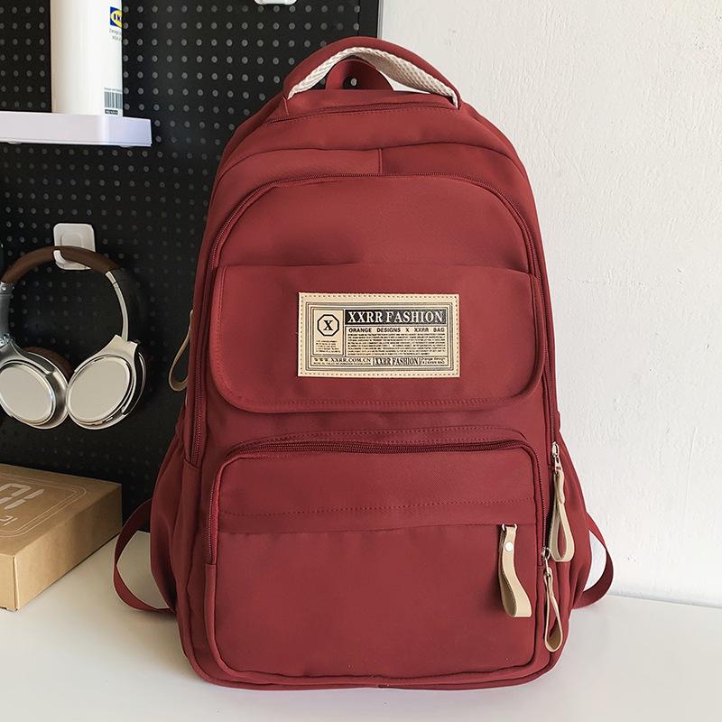 School Bag Children Primary School Students Female Large Capacity Burgundy Backpack Middle School Students College Students Male Backpack