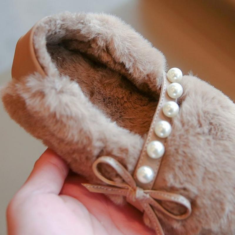 Girls' Plush Warm Fur Shoes Fashionable and Stylish Princess Shoes Korean Style All-match Moccasins