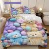 Teddy Bear Pattern Bedding Quilt Set Quilt Cover Pillowcase Home Decoration Birthday Gift (1 * duvet cover + 2 * pillowcase, without core)