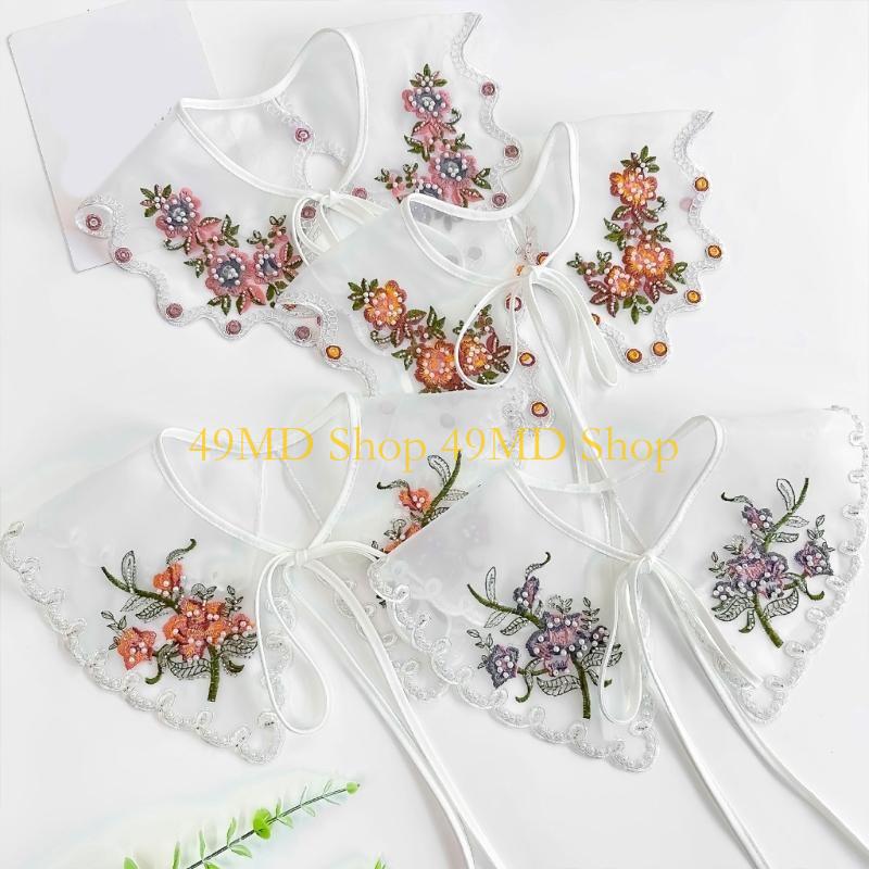 49MD Detachable False Collar Girls Clothes Accessory Half Shirt Oriental Flower