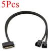 5Pcs 15-Pin Male SATA To Dual Fan 12V Sleeved Power Adapter Cable 11" / 27cm
