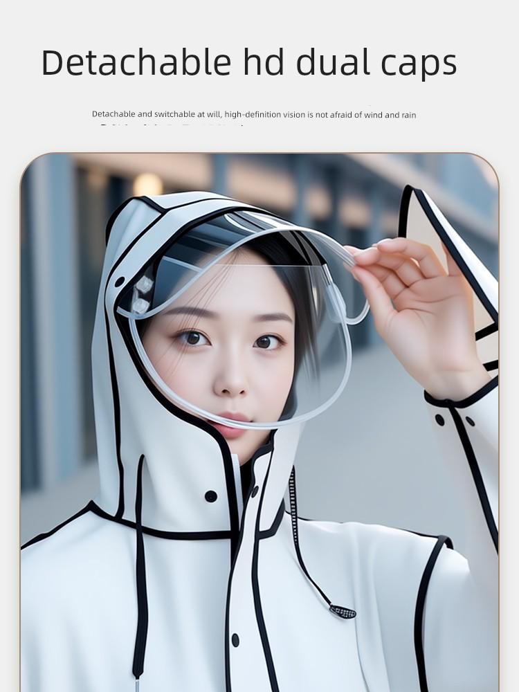 Electric Scooter Raincoat for Women, One-Piece Long Style, Full-Body Storm Protection, Adult Outdoor Riding Rain Poncho for Students