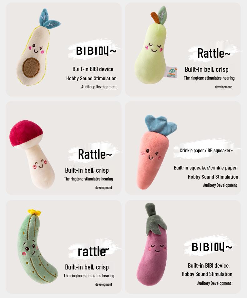 Cartoon Gemüse & Obst Rasselspielzeug für Babys 0-6 Monate