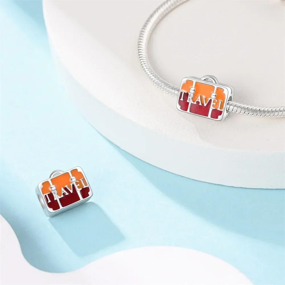 Coppercolorful Travel Luggage Charms Plane Beads Fitoriginal Bracelets Diy Fine Jewelry For Women Gifts