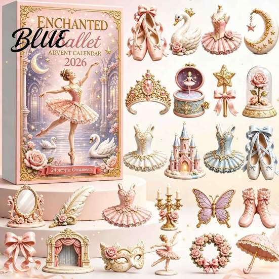 Dreamy Room Decor Ballet Advent Calendar 2026, 24 Pcs Acrylic Themed Swan Dance Skirt Castle Decoration Ornaments Countdown Calendar, Xmas Gift