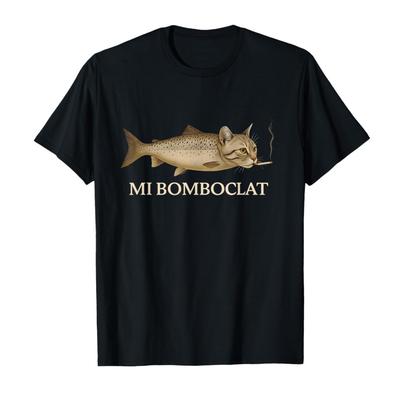 Bomboclat Ryba Kočka Meme Mi Bomboclat Hloupý Stupidní Mozková hniloba Tričko Pro Muže Ženy 100% Bavlna Trička Krátký Rukáv Topy 1106-1