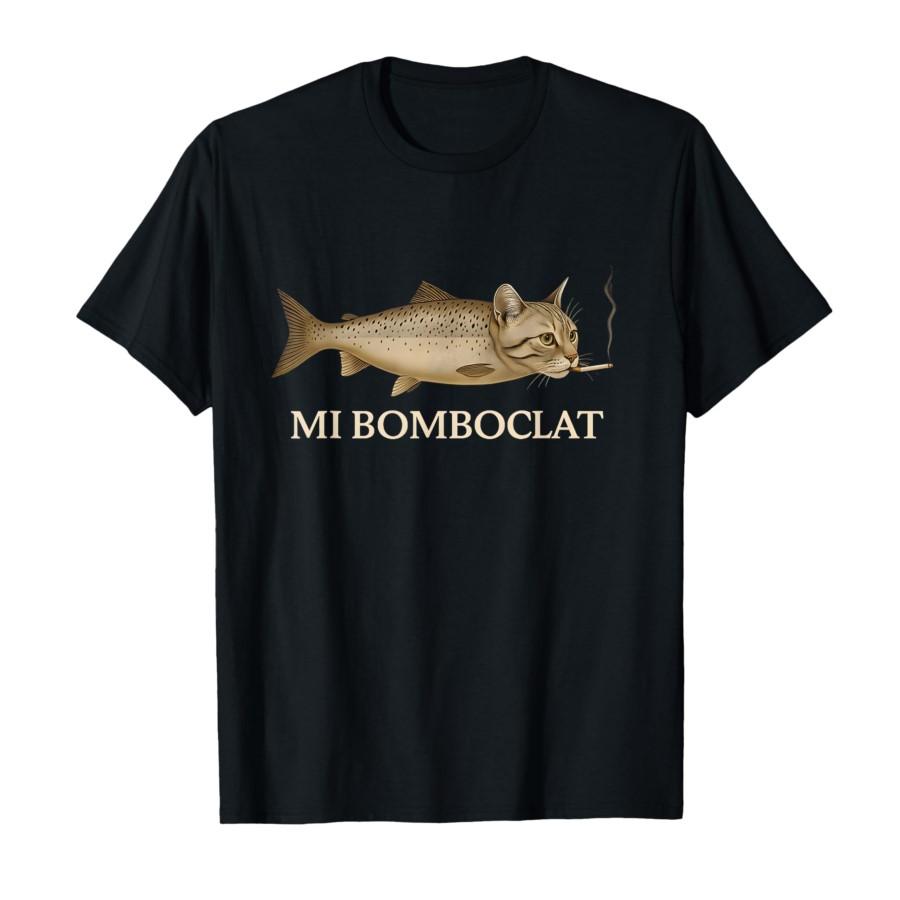 

Bomboclat Fish Cat Meme Mi Bomboclat Silly Stupid Brainrot T-shirt For Men Women 100% Cotton T Shirts Short Sleeve Tops 1106-1 S