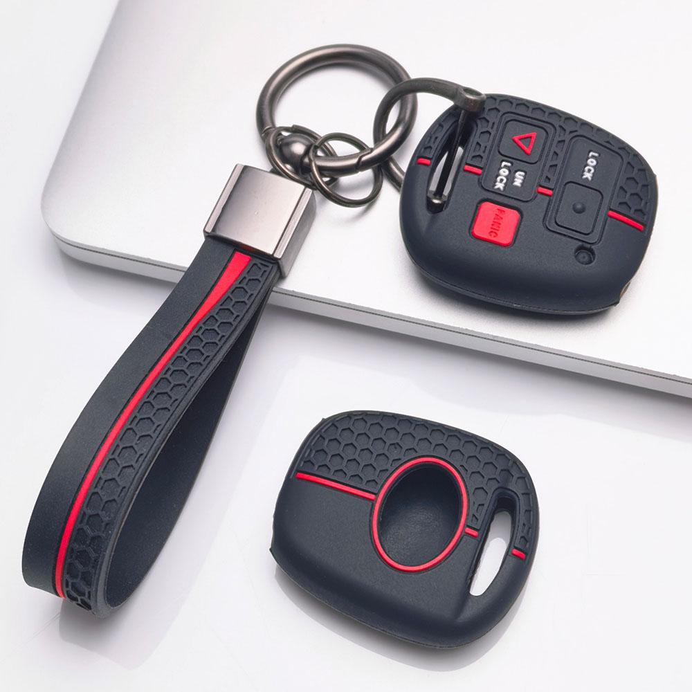 Silicone Key Fob Cover with Matching Wrist Strap for Toyota Camry Prado FJ Cruiser Previa RAV4, Fits Toyota Camry Cruiser RAV4, Protective Accessory