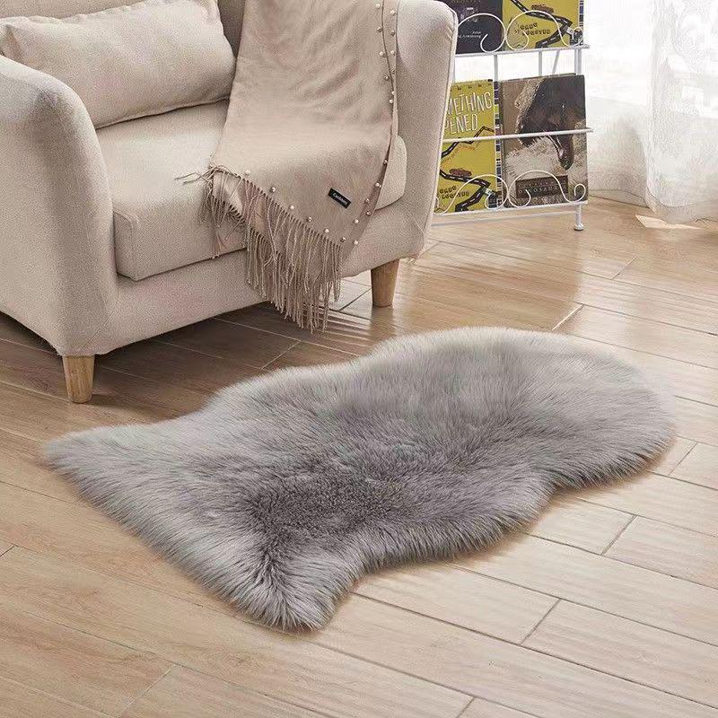 Plush Pink Faux Wool Rug for Bedroom or Living Room