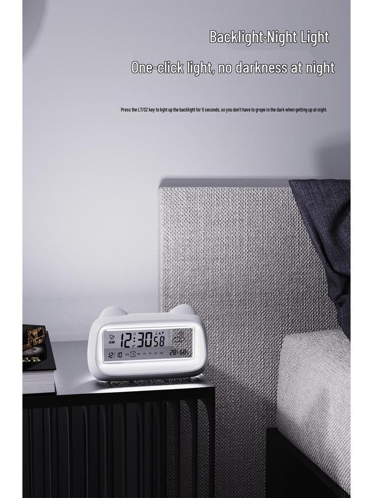 Smart Creative Cat Alarm Clock: Cute Multi-Functional Wake-Up Timer & Calendar with Transparent Design for Students