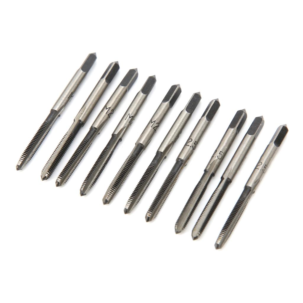 10Pcs Metric Taper Plug Tap Set Straight Shank Carbon Steel for Metal Processing M2.5