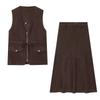 Za Autumn New Women's Clothing Zr European and American Style Velvet Vest Midi Skirt with Pockets 4344628 4344630