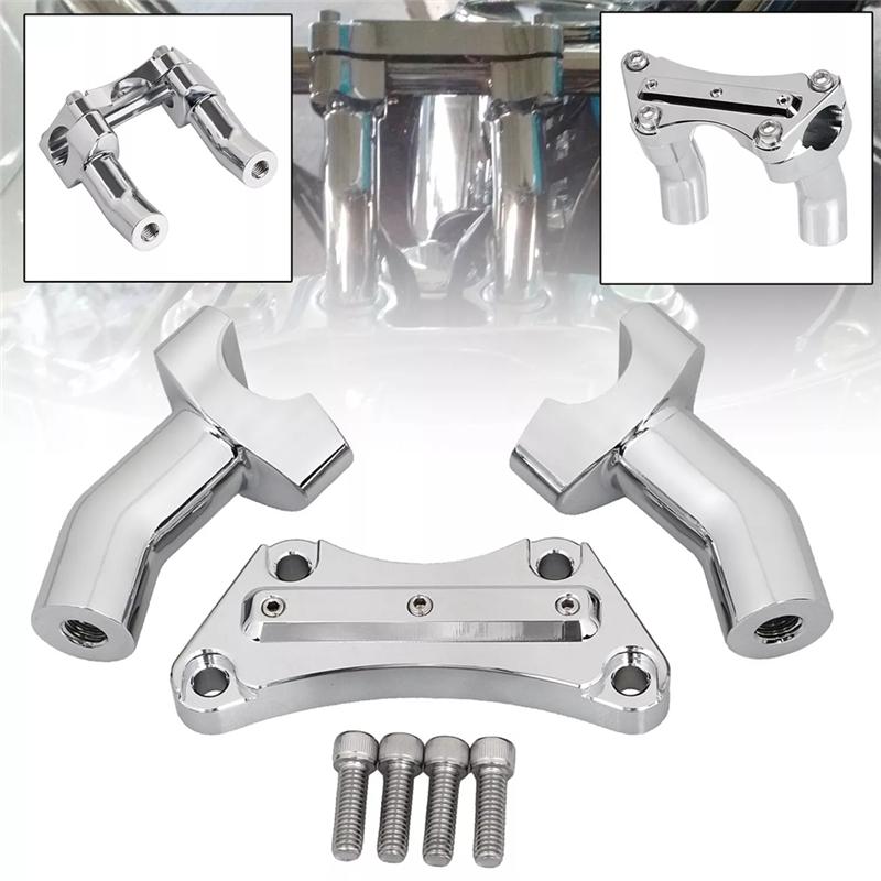 A16P-Chrome 4" Tall Handlebar Risers Top Clamp For  Tour Glide Dyna Road King Aluminum Handlebar Riser Handlebar Riser
