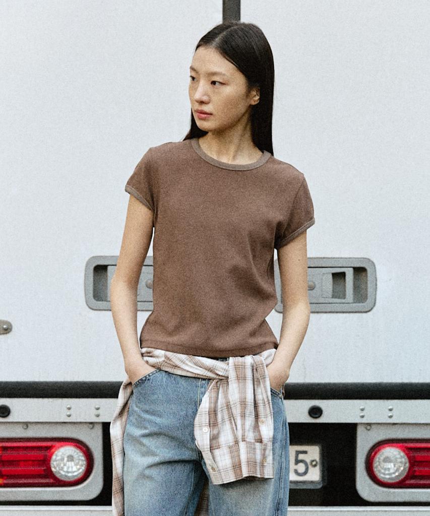ARTID Waffle Ringer Short Sleeve T-Shirt_Brown