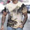 New Spring Men's Personalized 3D Landscape Printed Short Sleeved T-shirt
