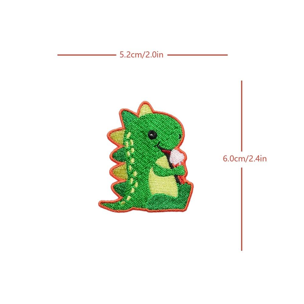 Green Dinosaur Cute Cartoon Patch Velcros Tactical Morale Sticker Embroidered Badge Hook Loop Fastener DIY Backpack Cap Jeans